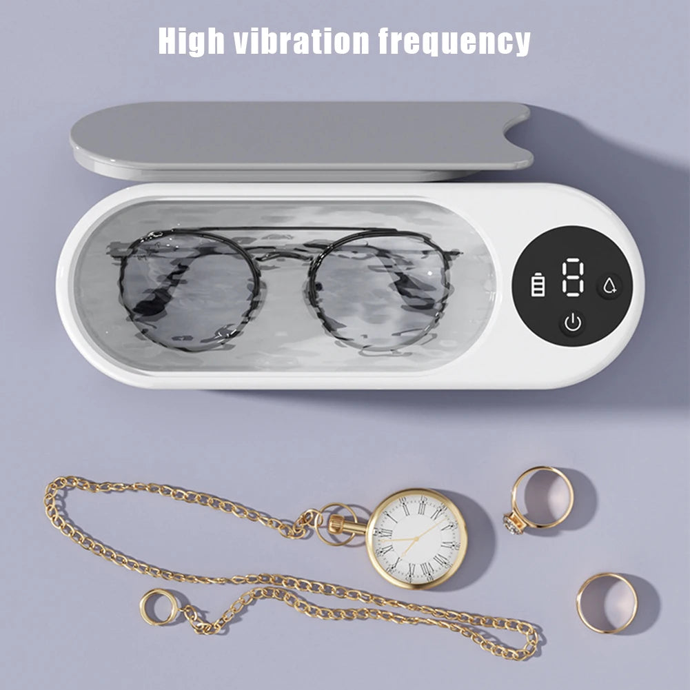 Ultrasonic Jewelry Cleaner Machine Portable Glasses Cleaner Retainer Cleaner Machine High Frequency Vibration for Coins Dentures