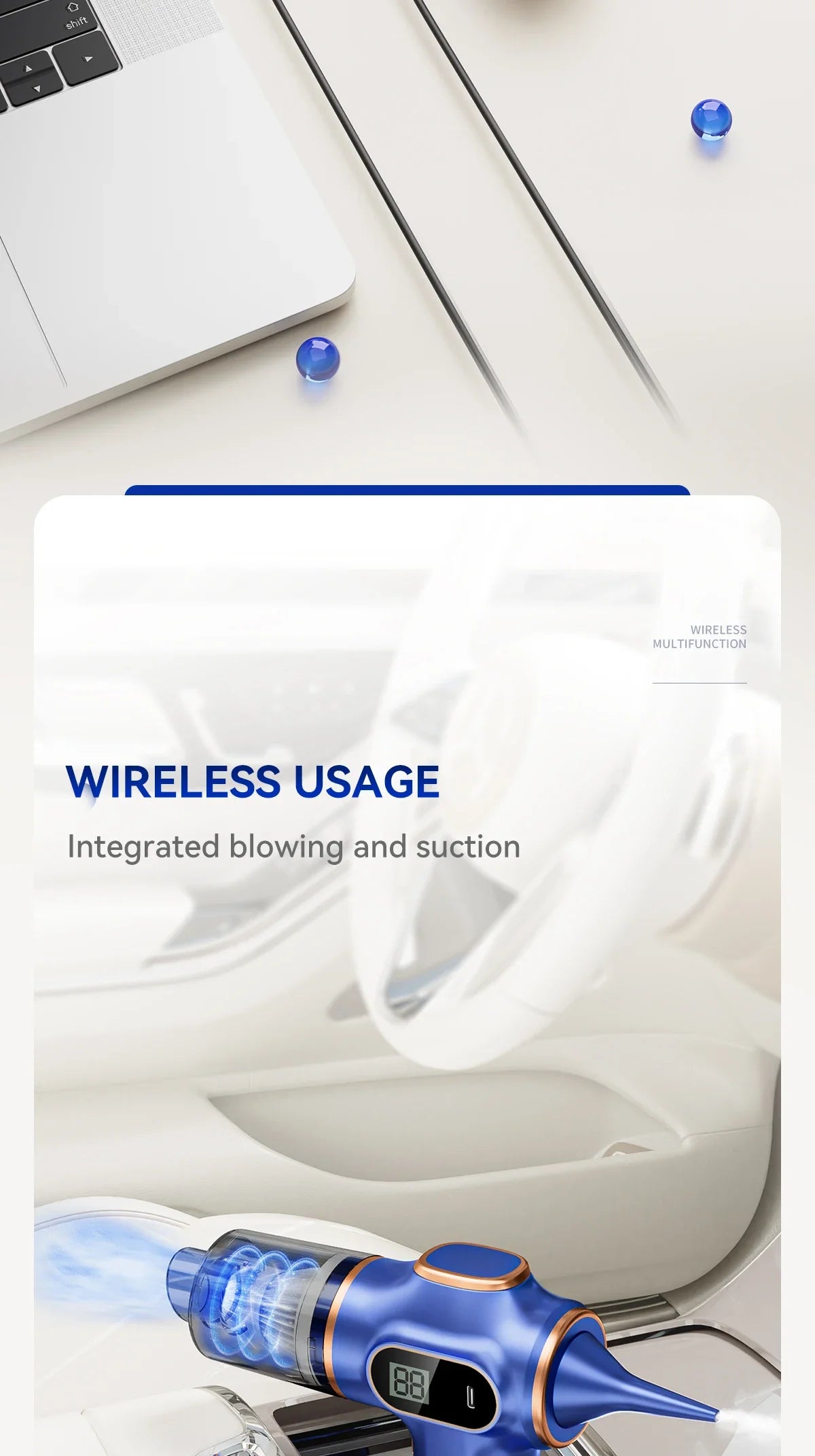 Wireless Vacuum Cleaner Dual Use for Home and Car High Power Home Appliance With display Screen Carpet Sofa Car Cleaner