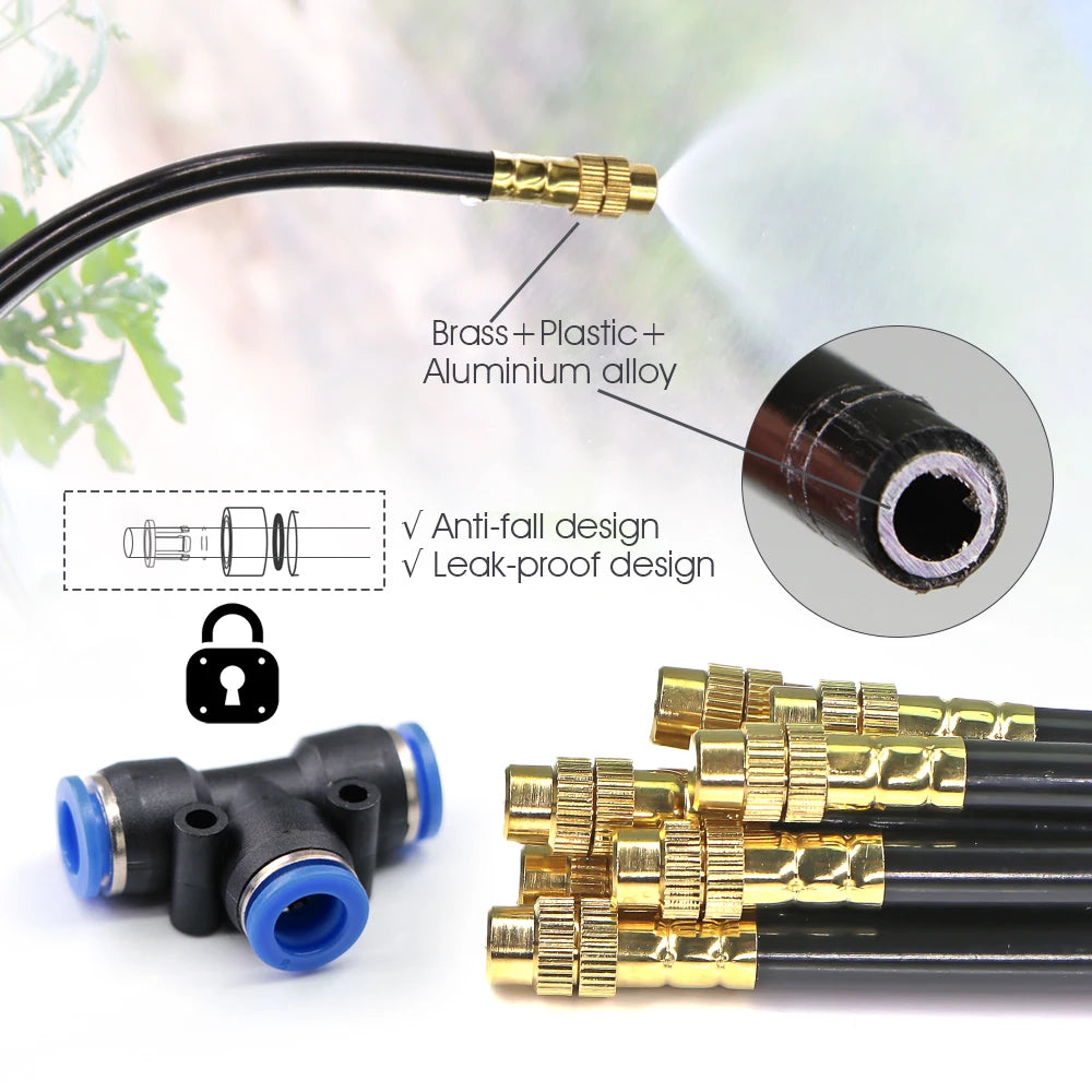 Garden Programmable Timer Misting Cooling System 360° Free-bend Misting Nozzle Adjustable Atomizer Sprayer Outdoor Watering Kits