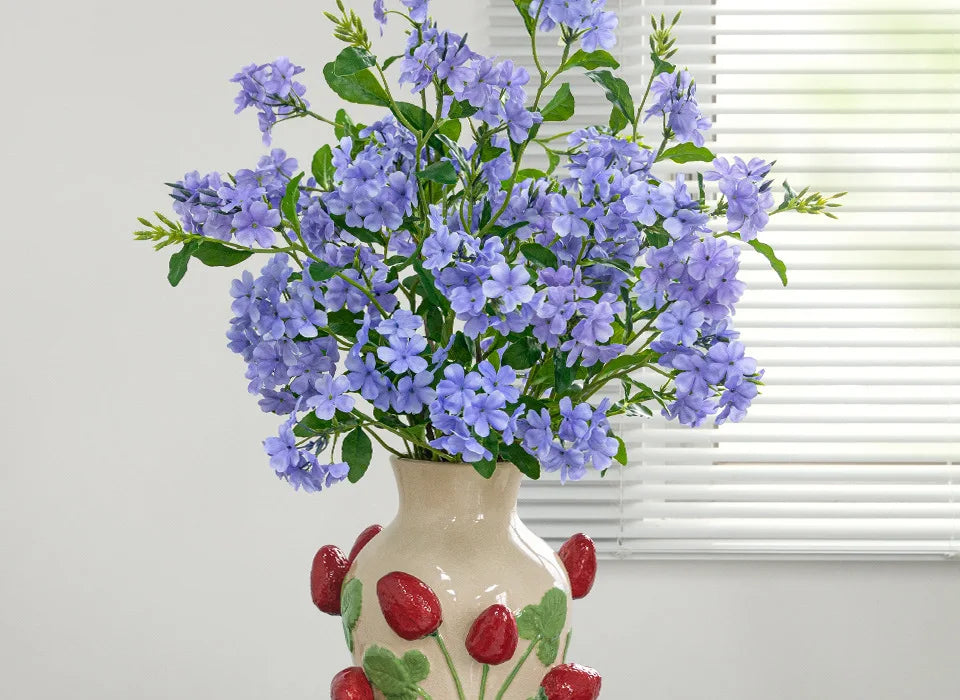 Emboss Strawberry Vase Ceramic Vase Children's Room Artifact Floral Accessories Fruit Pot Flowerpot Home Decoration Accessories