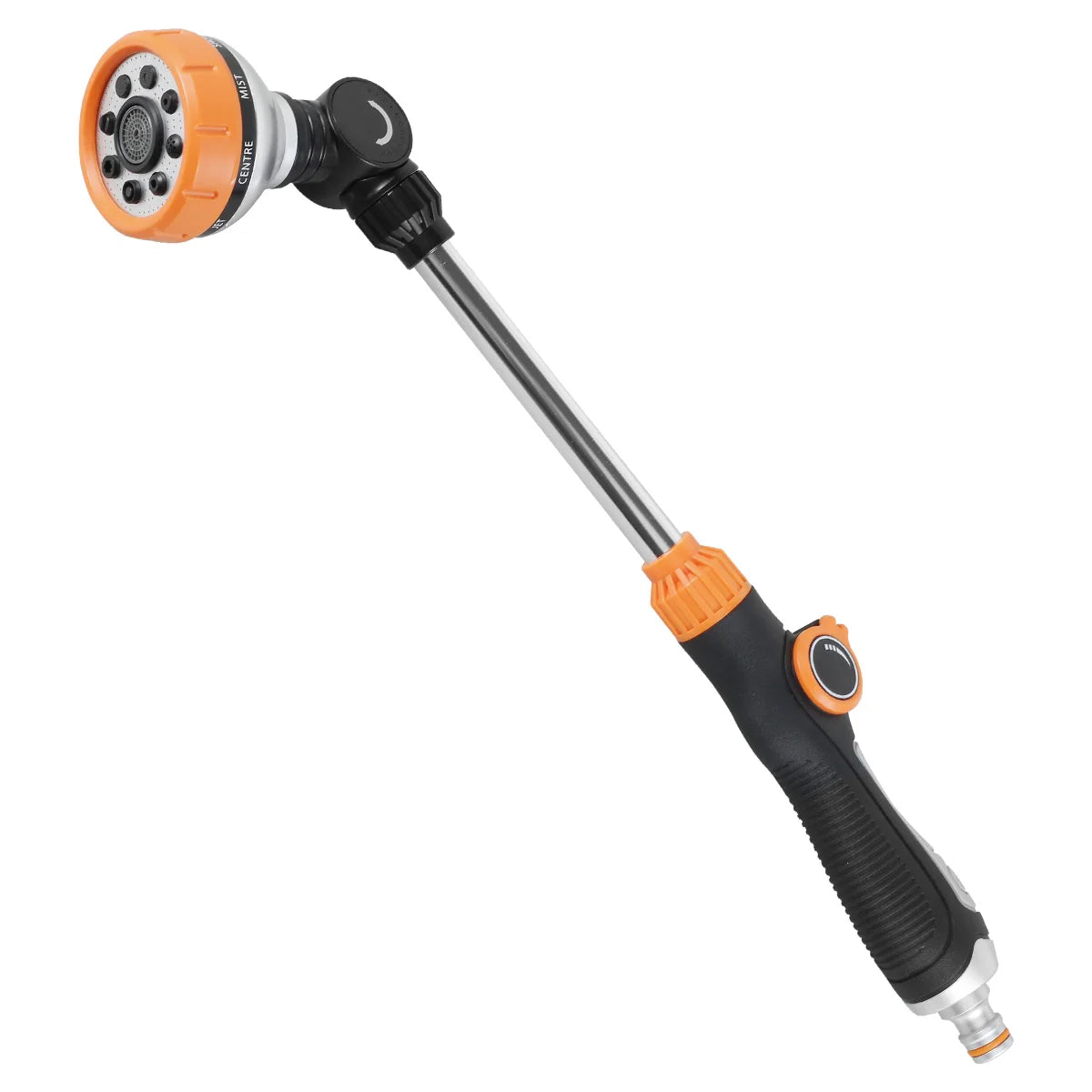 47cm Water Sprayer Nozzle Long Rod Garden Sprinkler with Adjustable Head 8 Spray Modes High Pressure Irrigation Hose Nozzle