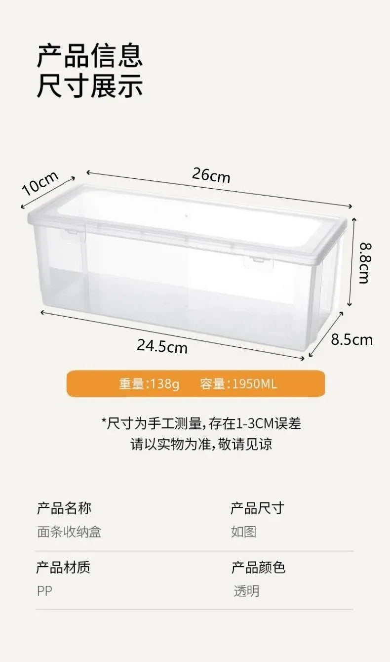 Noodle Storage Box Rectangular Plastic Refrigerator Food Preservation Box Kitchen with Lid Multi-grain Noodles Sealed Box
