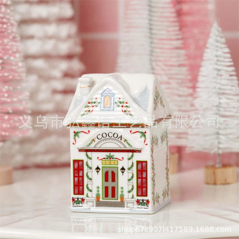 Holiday Village Spice House Set Mini Christmas Gingerbread Houses Jars Festive Decor Kitchen Countertop Christmas Candle