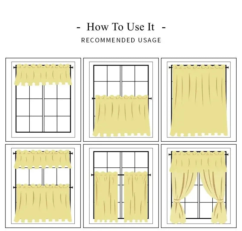 American Crochet Hollow Flower Splicing Checked Short Curtain for Kitchen Small Window Rustic Window Decoration Tie Cafe Curtain