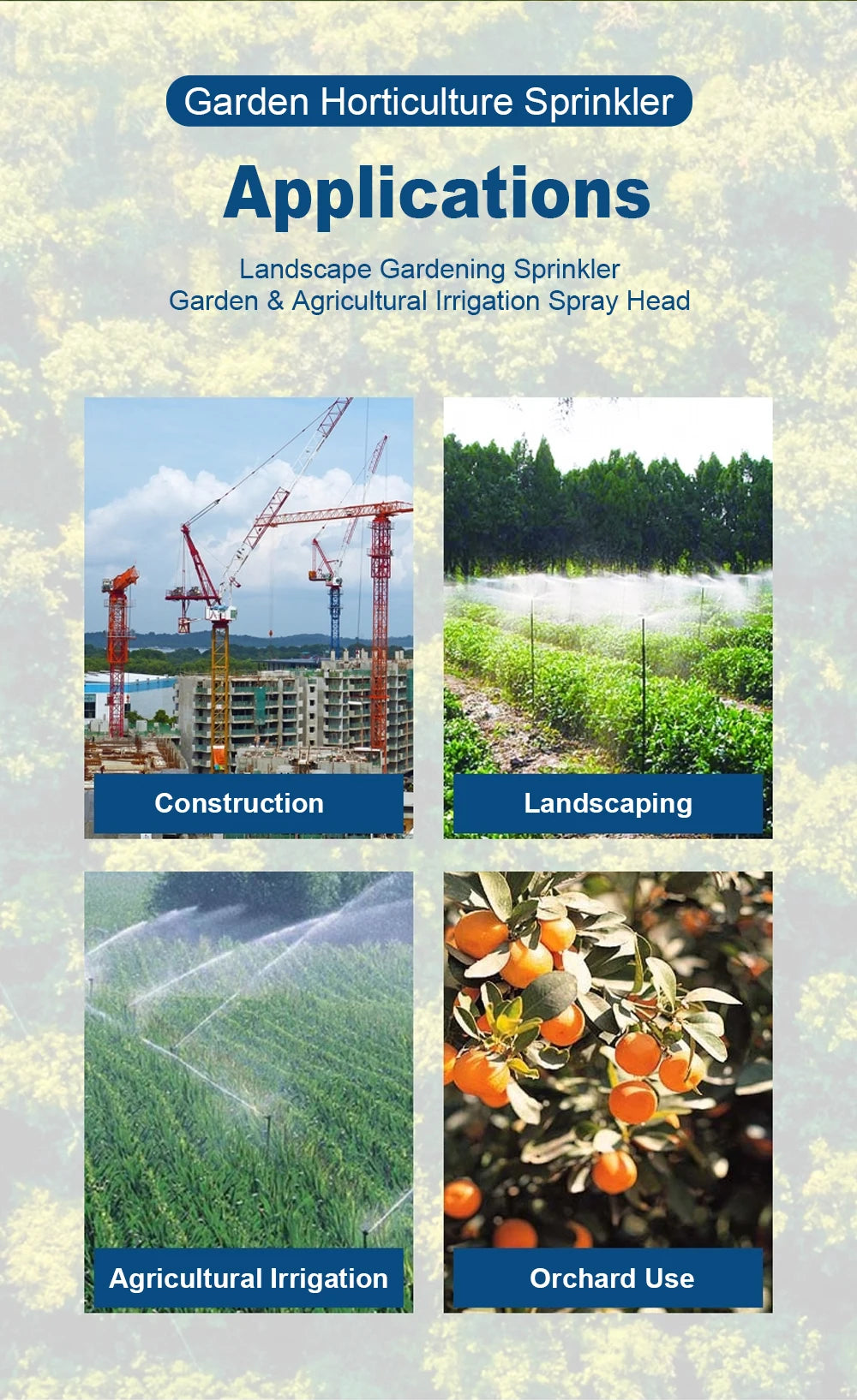 360° Rotation Swing Arm Spray Gun Horticulture Sprinkler Ideal for Construction Sites, Farmland Irrigation & Vegetable Watering