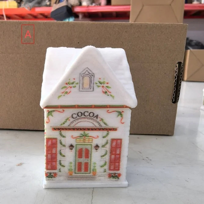 Holiday Village Spice House Set Mini Christmas Gingerbread Houses Jars Festive Decor Kitchen Countertop Christmas Candle