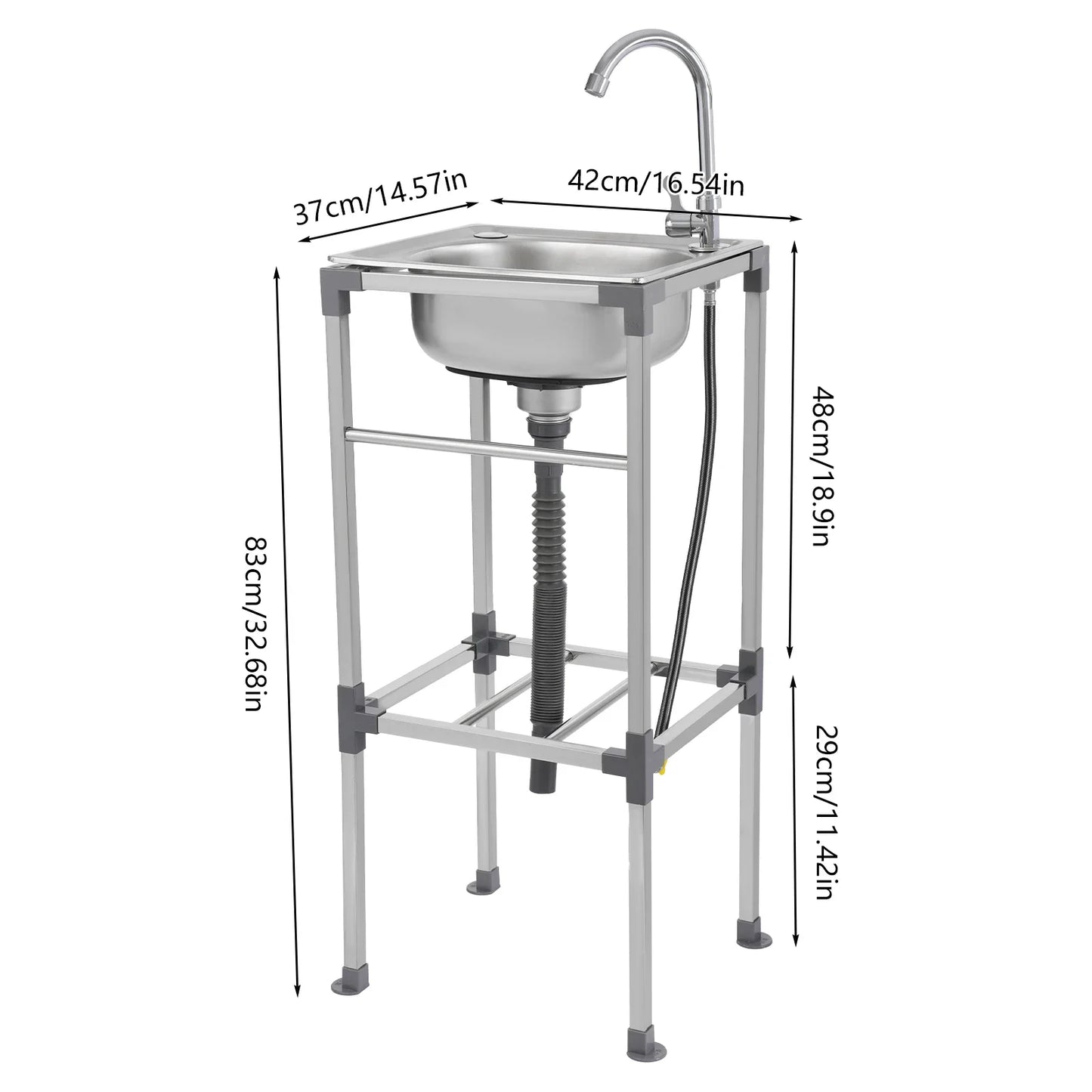 Silver Kitchen Sink,Freestanding Stainless Steel Sink,Easy To Clean,High Stability Simple Installation Sink
