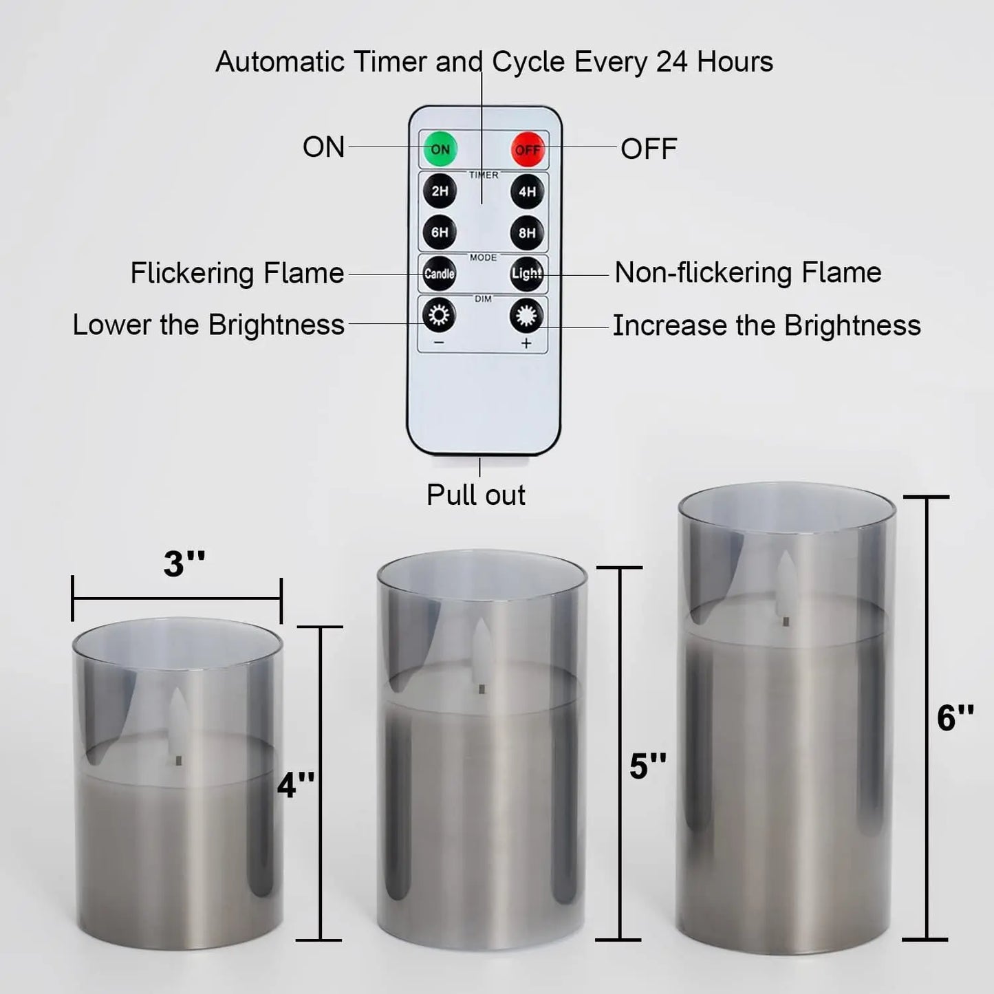 3PCS Flickering Flameless Candles with Remote Control and Timer Battery Operated LED Candles for Romantic Ambience Home Decor