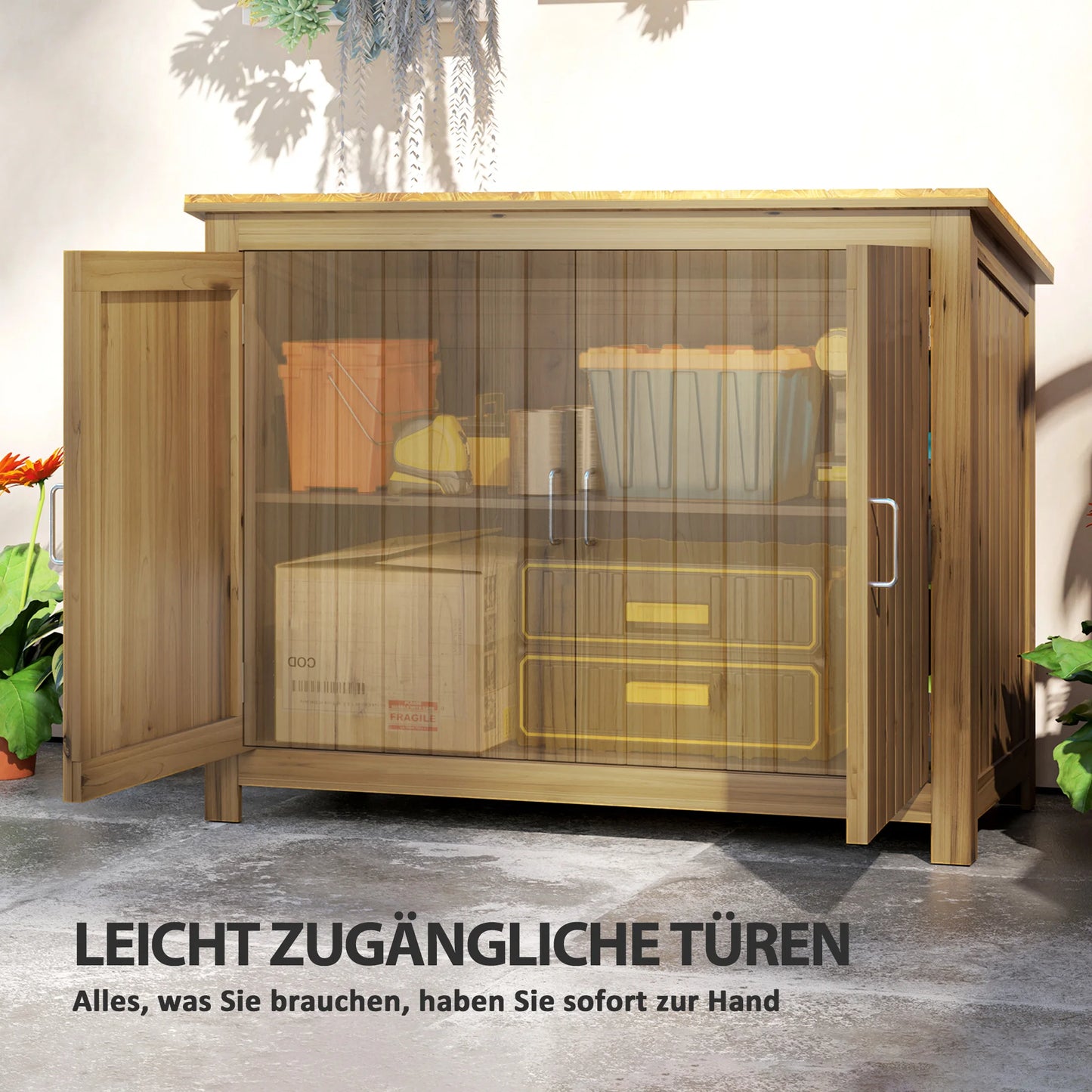 Outsunny garden cabinet wood, tool shed weatherproof 110x50x85cm, tool shed