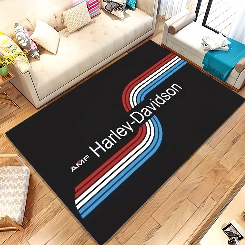 Retro H-Harleys Racing Moto Living Room Non-Slip Area Rug Soft Carpet for Bedroom Kids Playroom Sofa,Home Decor Doormat Gift