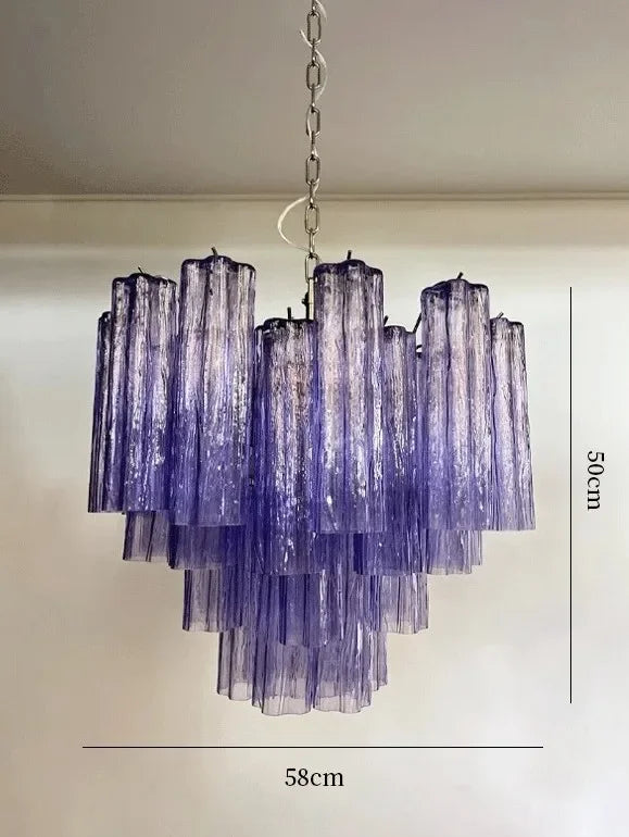 Art Deco Stained Glass Tube Chandelier – Luxury Ceiling Pendant Light Elegant lighting fixture perfect for kitchen islands, dining rooms, or any upscale interior space. Adds a touch of sophistication and style.