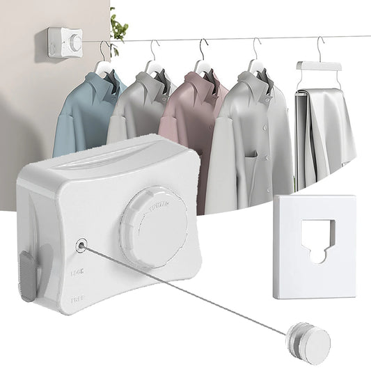 Retractable Clothes Line Dryer Home Laundry Hanger Punch-free 20kg Load-bearing Telescopic Steel Wire Clothesline Wire Rope Rack