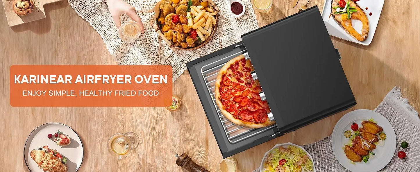 Karinear 36L Air Fryer Oven, 1700W Stainless Steel Airfryer 10 in 1 Countertop Oven, Double-layered Glass Door, Accessory Set