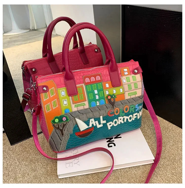 High-Quality Women’s Shoulder Bag Fashion.Features creative 3D embroidery design with a youthful, stylish look. Versatile crossbody bag perfect for everyday wear.