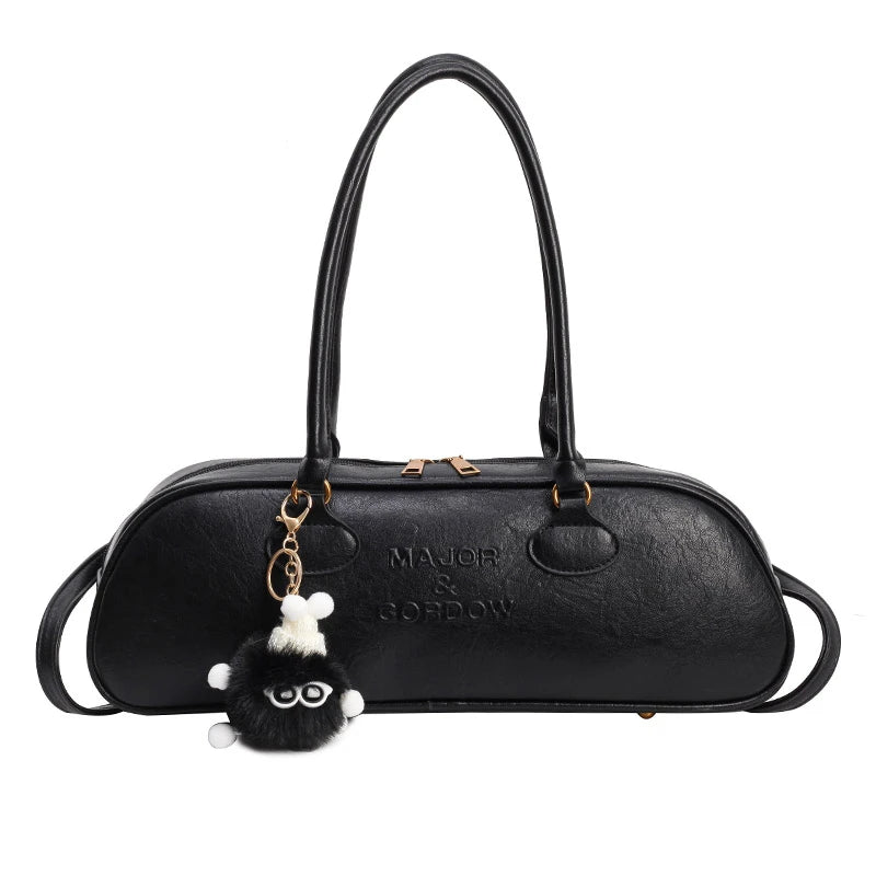 Stitched Pillow-Shape Shoulder Bag 
Trendy zippered handbag with a soft, structured design. Versatile for shoulder or hand carry perfect for everyday style.
