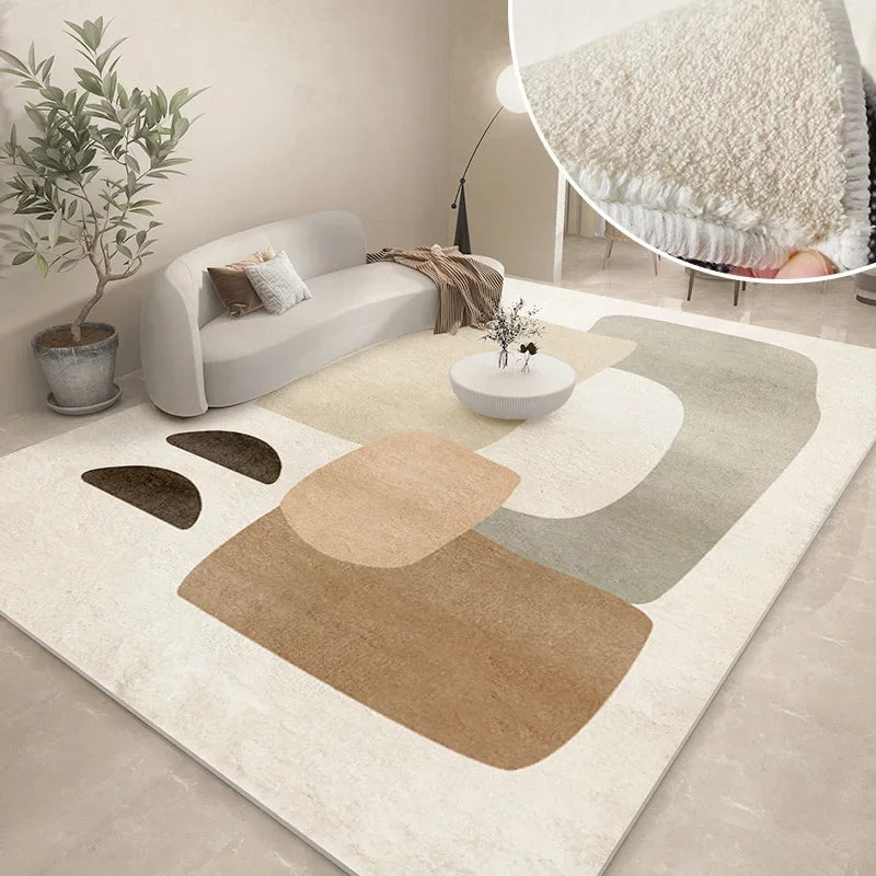 Thickened Study Carpet Modern Abstract Carpets for Living Room Home Washable Plush Floor Mat Minimalist Bedroom Decor Art Rug