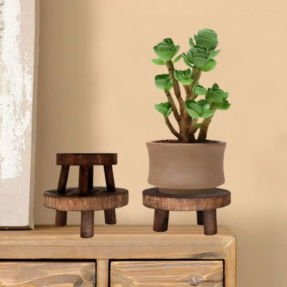 Wooden Plant  Flower Pot Base Holder Stool For Indoor Outdoor Flower Pot Stand Free Standing Bonsai Holder Home Balcony14*9*6CM