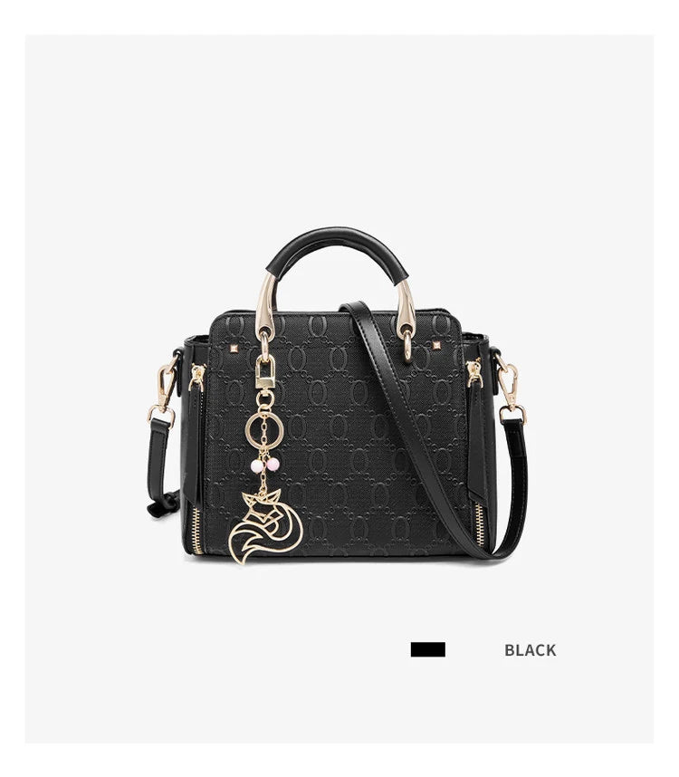 Cowhide Leather Women’s Handbag Luxury Design Elegant shoulder, crossbody, and tote style in one. Spacious and stylish, perfect for moms and everyday use.