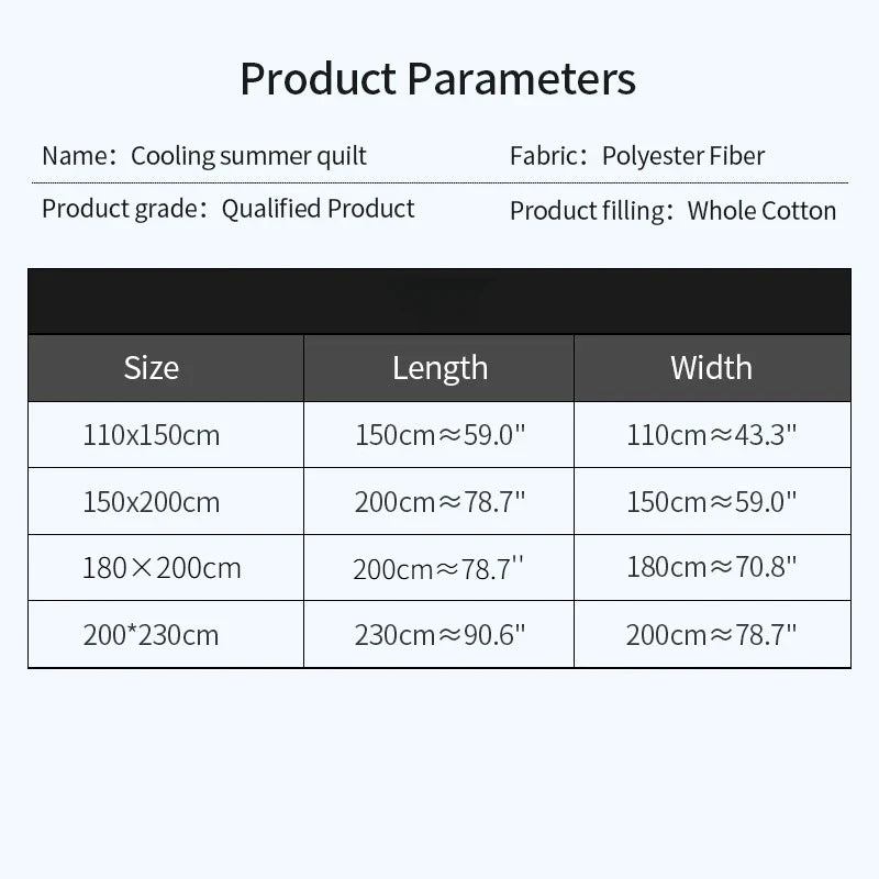 Japanese Polyester Cotton Quilted Summer Quilt Skin-friendly Washable Light Luxury Style Solid Color Lightweight Comforter