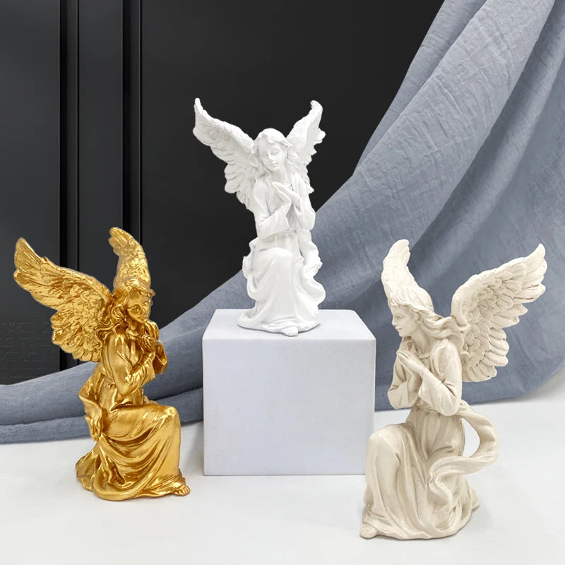 Resin Angel Statues Europe Christmas Manger Scene Girl Figurines Home Interior Desktop Decor Accessories Object Collection Bless