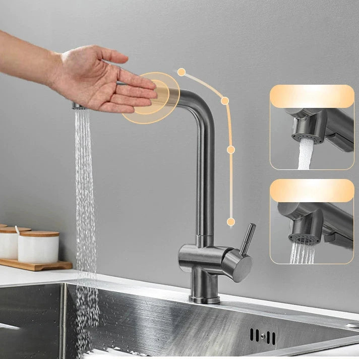 White Touch Kitchen Sink Faucets Hot Cold Pull Out Kitchen Sink Mixer Tap 304 Stainless Steel Sensor Touch on Kitchen Faucet