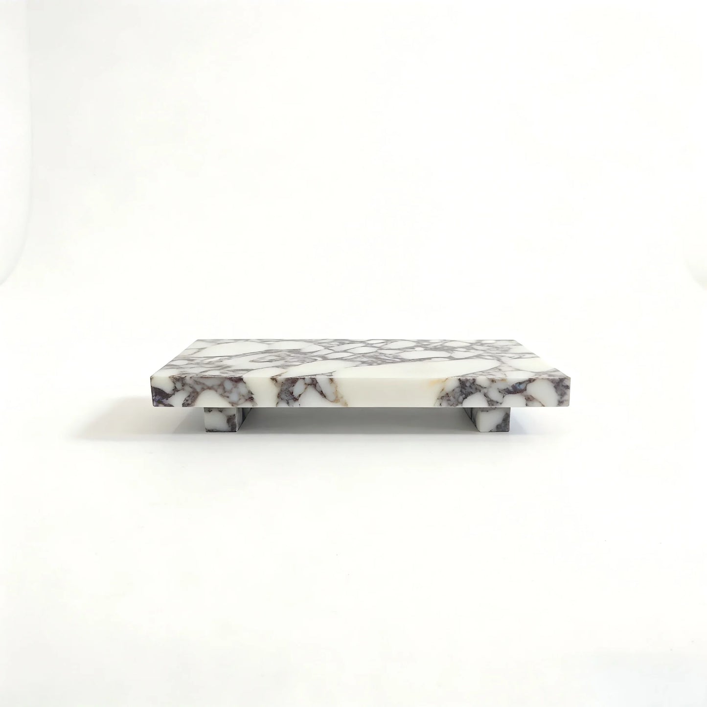 Calacatta Viola Marble Pedestal Stand, Luxury Bathroom Vanity Tray Dresser Organizer for Jewelry Cosmetics Decorative Stone Base