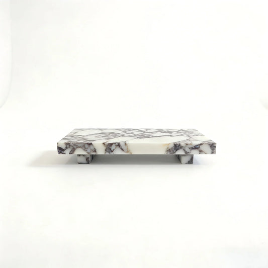 Calacatta Viola Marble Pedestal Stand, Luxury Bathroom Vanity Tray Dresser Organizer for Jewelry Cosmetics Decorative Stone Base