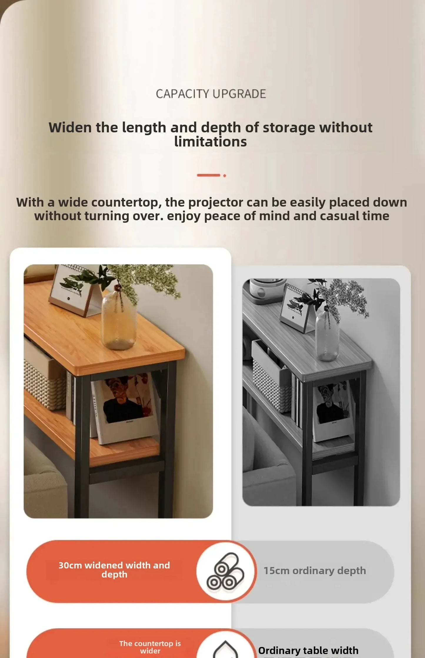 Rear Sofa Gap Table Narrow Side Table Multi-functional Living Room Long Partition Rack Bed Tail Storage Space-Saving Furniture