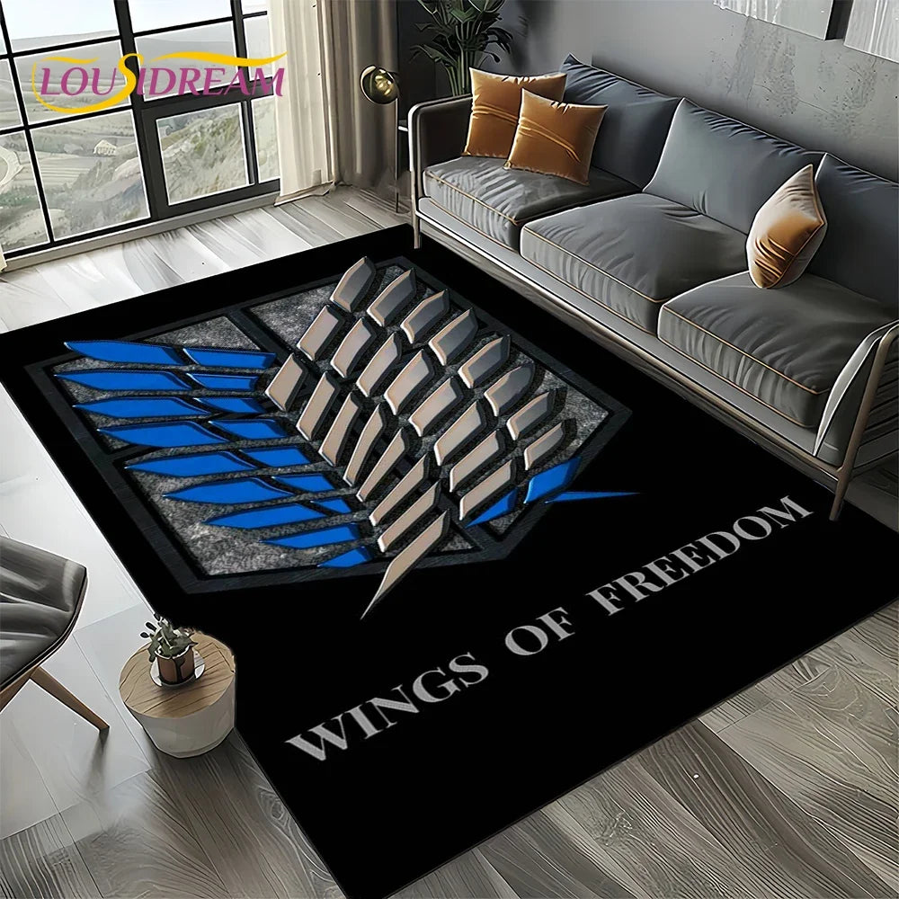 2025 Attack on Titan Eren Anime Cartoon Carpet Rug for Bedroom Living Room Home Sofa Decoration,kids Play Decor Floor Mat Gift