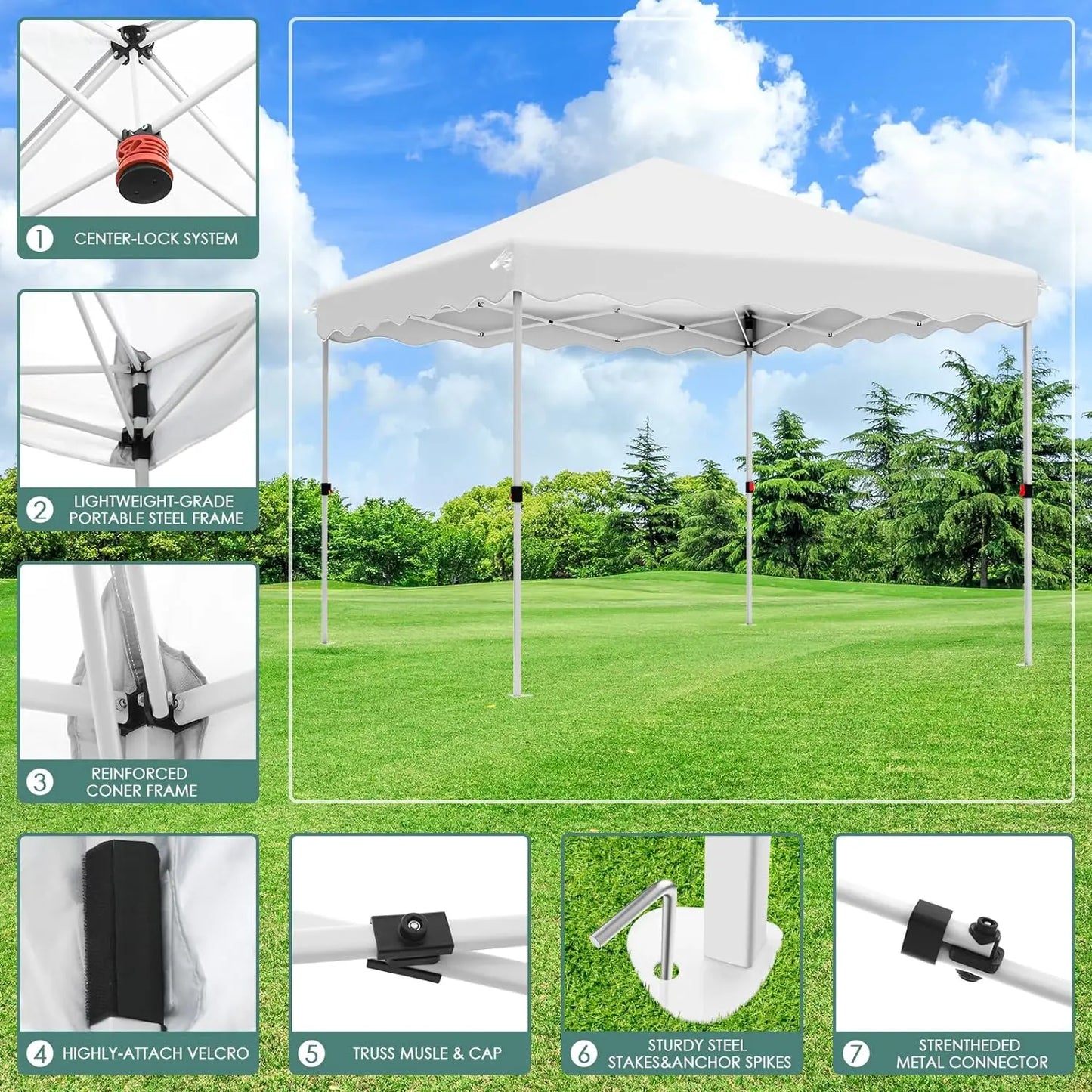 3x3M Gazebo Tent Pop up Canopy Instant with Bag Bonus 4 Weight Sandbags,& Carry Bag Foldable Shelter Outdoor Garden Tent