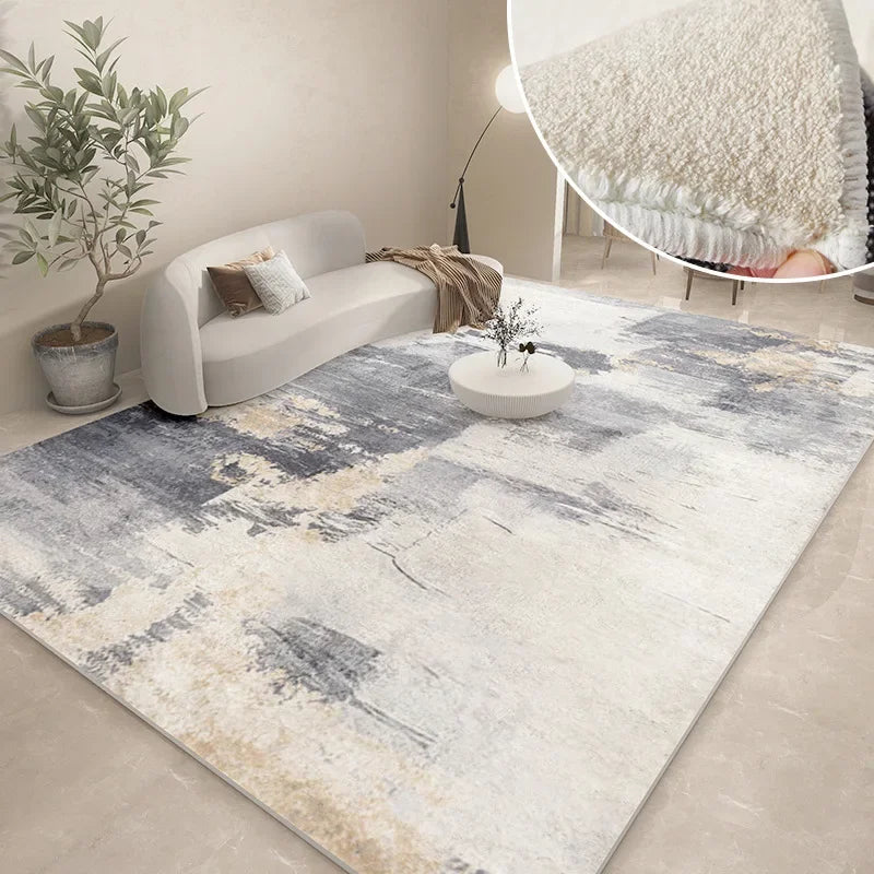 Thickened Study Carpet Modern Abstract Carpets for Living Room Home Washable Plush Floor Mat Minimalist Bedroom Decor Art Rug