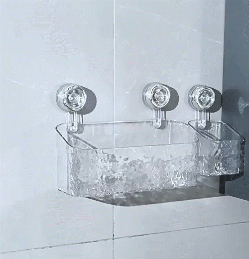 Large Capacity Light Luxury Style Glacier Pattern Suction Cup Shelf with Strong Load-bearing For Home Bathroom