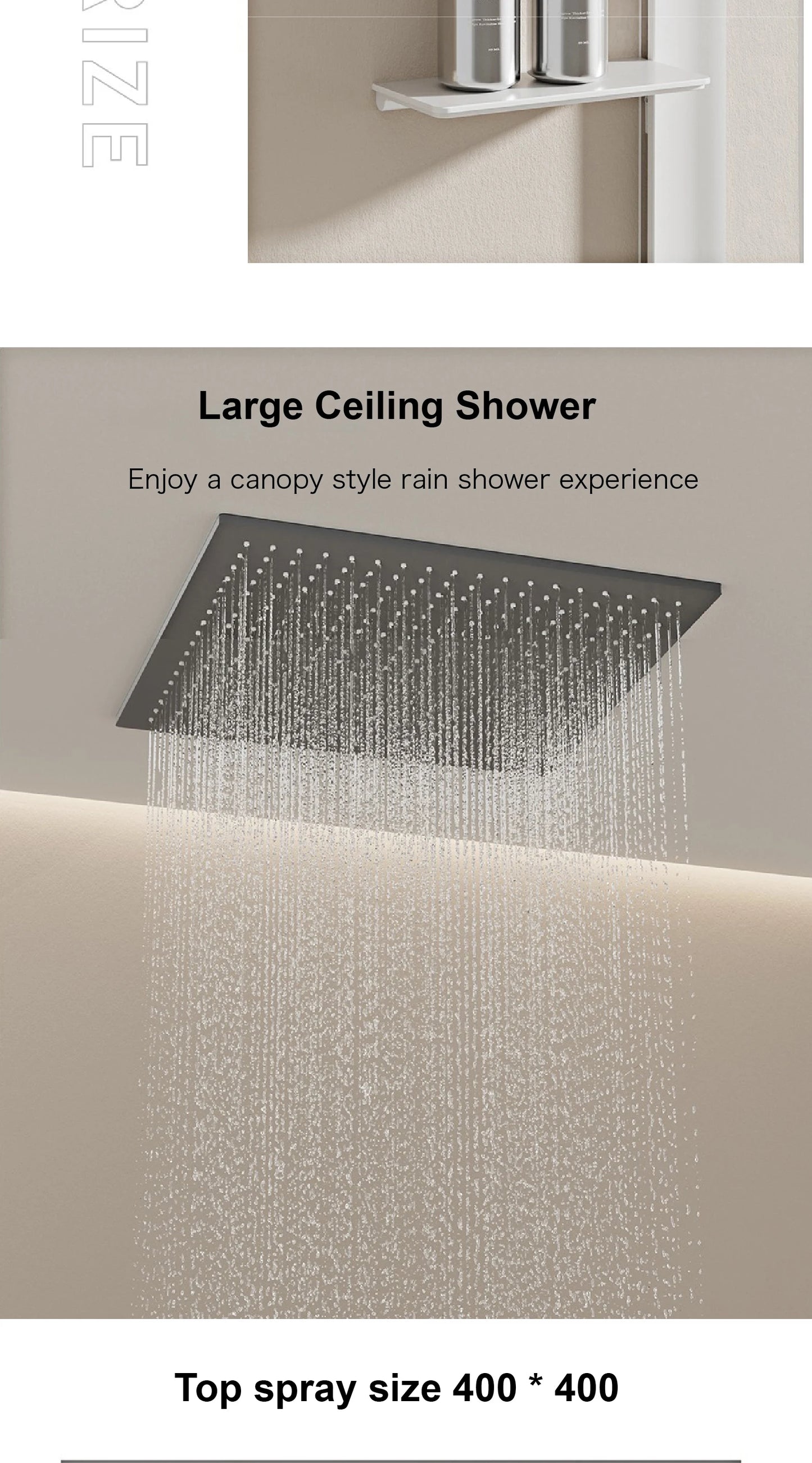 Luxury Ceiling Thermostatic Shower System Black Brass 3 Function Built In Wall Cold Hot Water Waterfall Outlet Bathroom Faucet