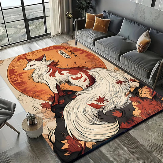 Fox Spirit Rug Velvet Flannel Printed Floor Mat Mythical Design Decorative Carpet Living Room Home Decor