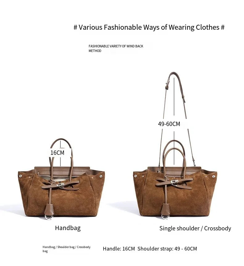 Early Autumn Retro Suede Tote Bag Women's New Versatile Single oulder Bag Commuter Bag Handbag for Outdoor Use