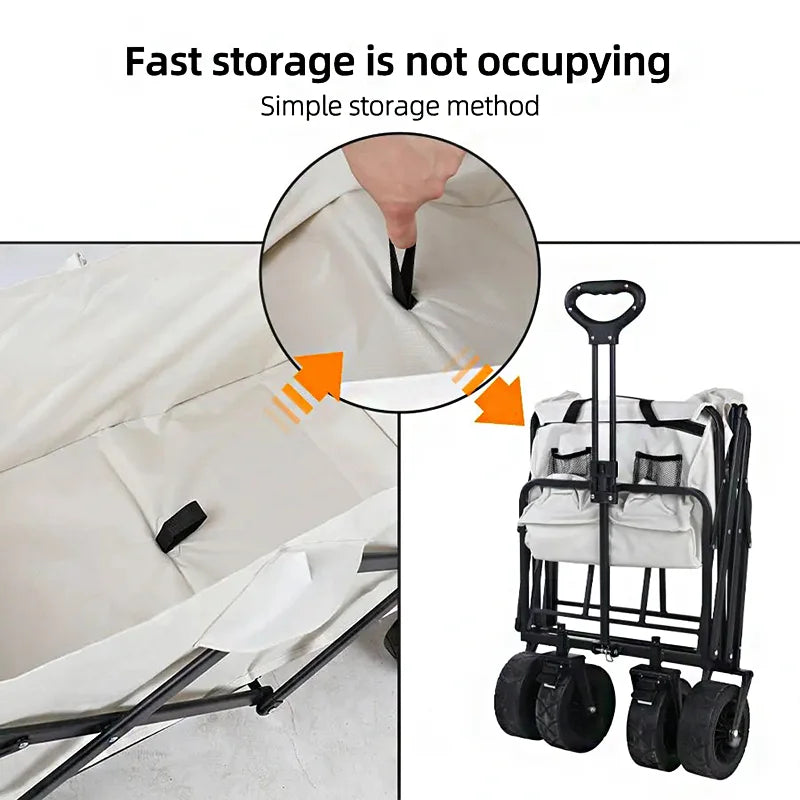 Foldable Garden Trolley Handcart Cart Tool Transport With 4 Wheels For Camping Beach Garden Shopping Outputs Load 80-150 kg Size