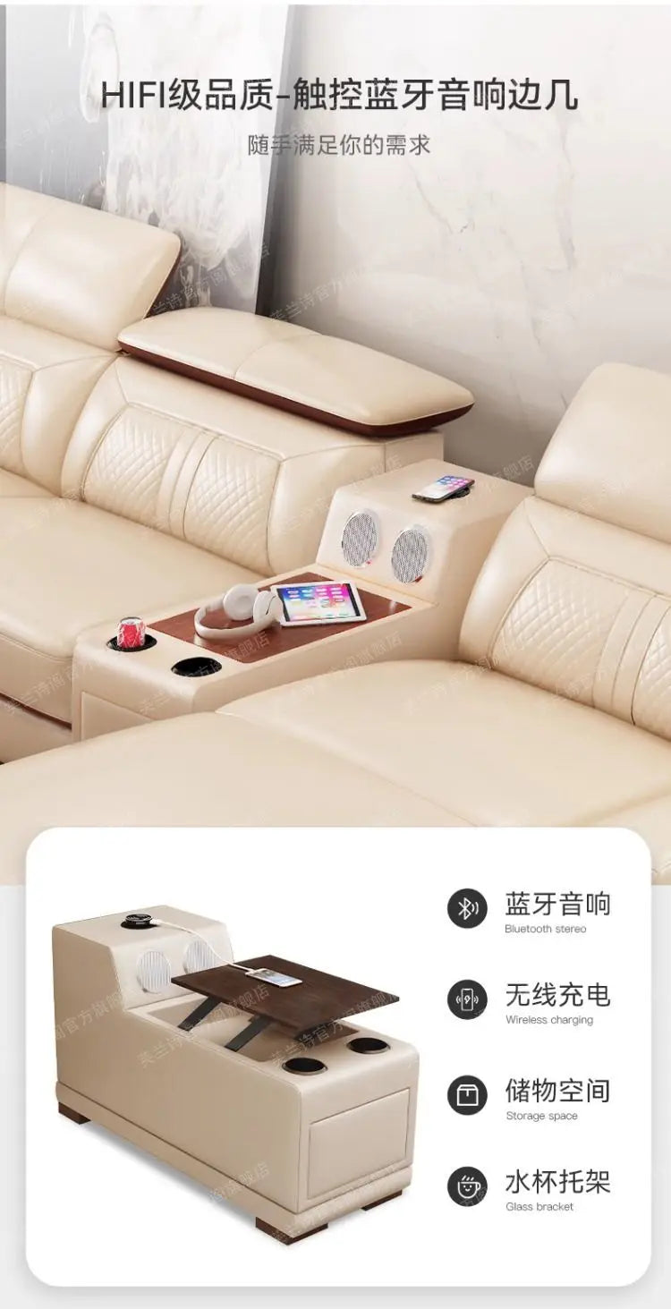 custom. [Official Genuine] Fulansige Leather Sofa Light Luxury Solid Wood Simple Small Yellow Cowhide Corner Small Apartment Cha