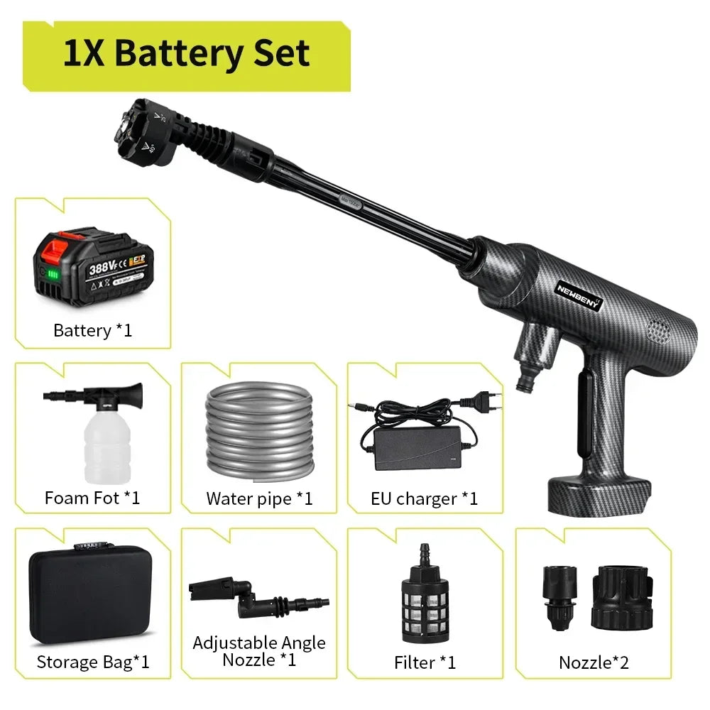 NEWBENY 6 IN 1 200Bar Brushless Electric Washer Cordless Efficient Car Garden Cleaning Power Tools For Makita 18-21V Battery Pin