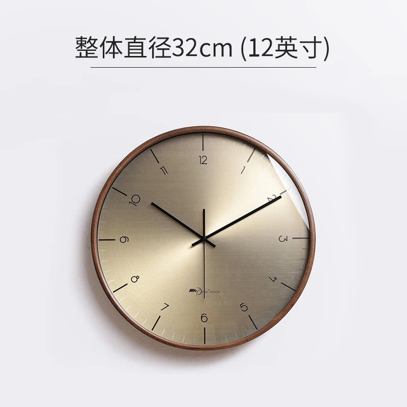 New modern simple solid wood wall clock living room household wall decoration clock