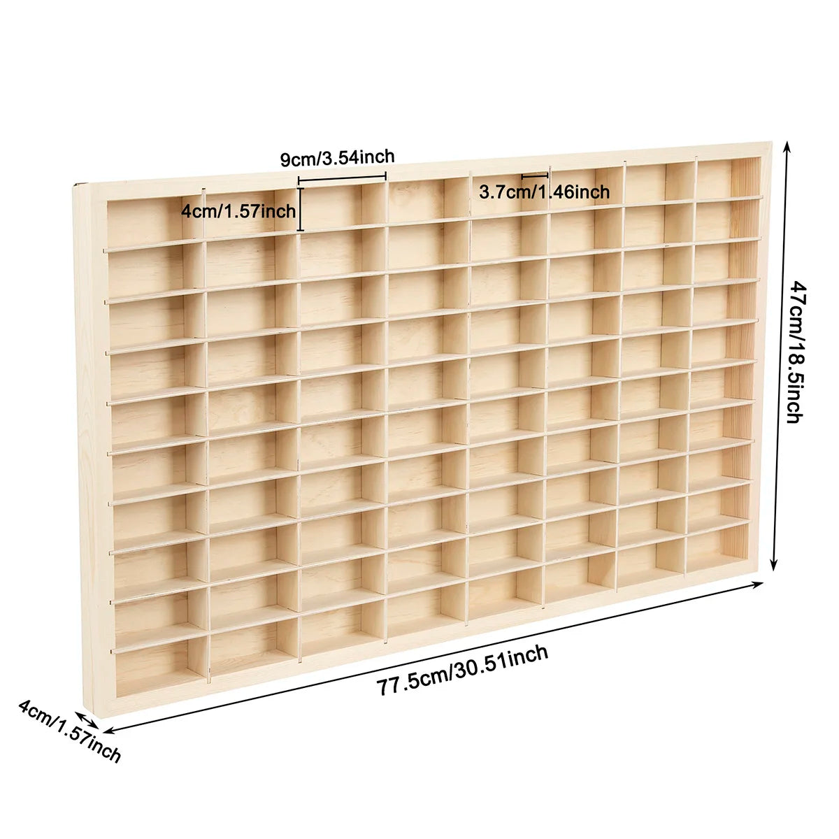 80 Grid Toy Cabinet Display Shelf Solid Wood Wall Mounted Car Model Storage Box Without Cover For Home Decoration Living Room