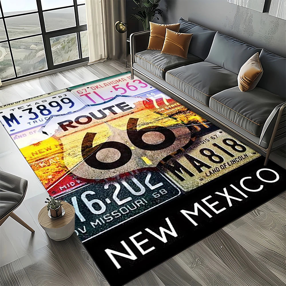 Retro America Historic Route 66,Mother Road,mãe EstradaCarpet Rug for Living Room Bedroom Home Sofa,Area Rug Non-slip Floor Mat