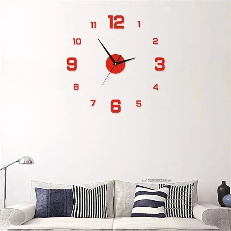 2024 Modern Design Wall Clock 3D DIY Quartz Clocks Fashion Watches Acrylic Mirror Stickers Living Room Home Decor Horloge
