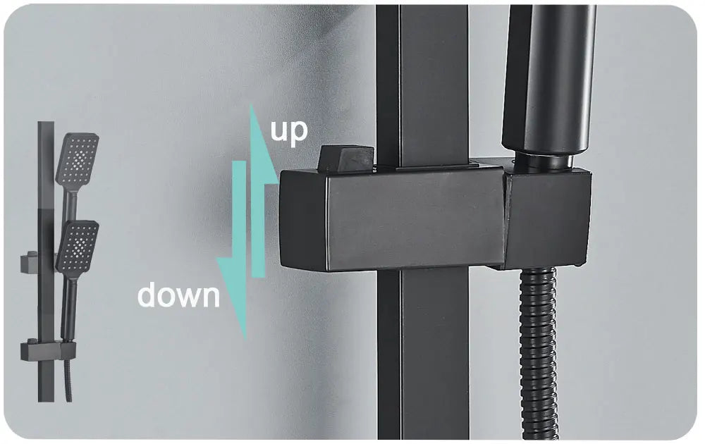 Black Display Thermostatic Shower Faucet Set Rainfall Bathtub Tap With Bathroom Shelf Water Flow Produces Electricity
