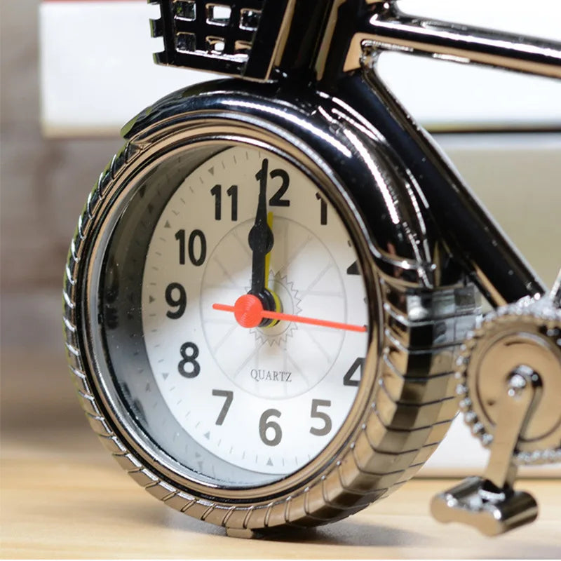 Creative Retro Bicycle Alarm Clock Office Bedside Table Living Room Home Clock Gifts Crafts