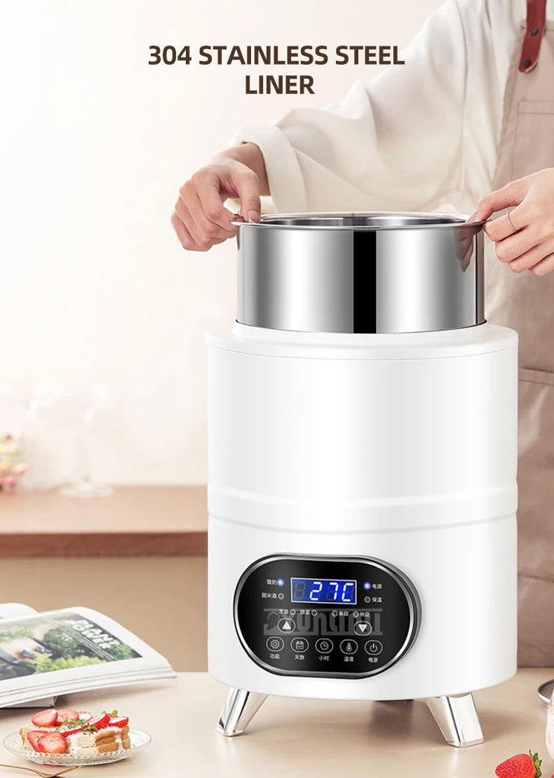 Stainless Steel Yogurt Maker – Large Capacity Features timing and constant temperature control for perfect fermentation. Easy to use and ideal for homemade yogurt.