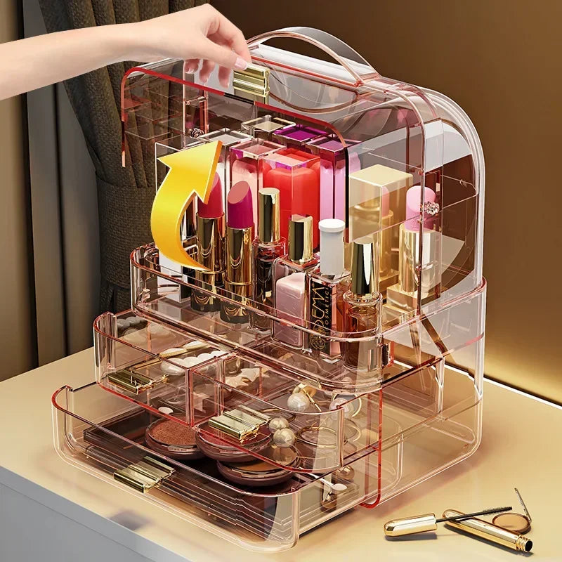 25 Transparent Lipstick Holder With Lid Lip Gloss Storage Stand Small Makeup Organzier With Handle Cosmetics Storage Display Box