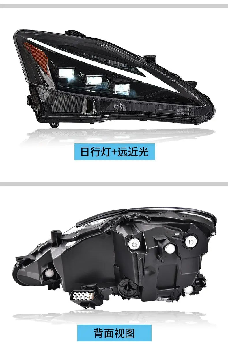 LED Projector Headlights for Lexus IS250 (2006–2012) Includes daytime running lights for enhanced visibility. High-quality automotive upgrade for style and safety.