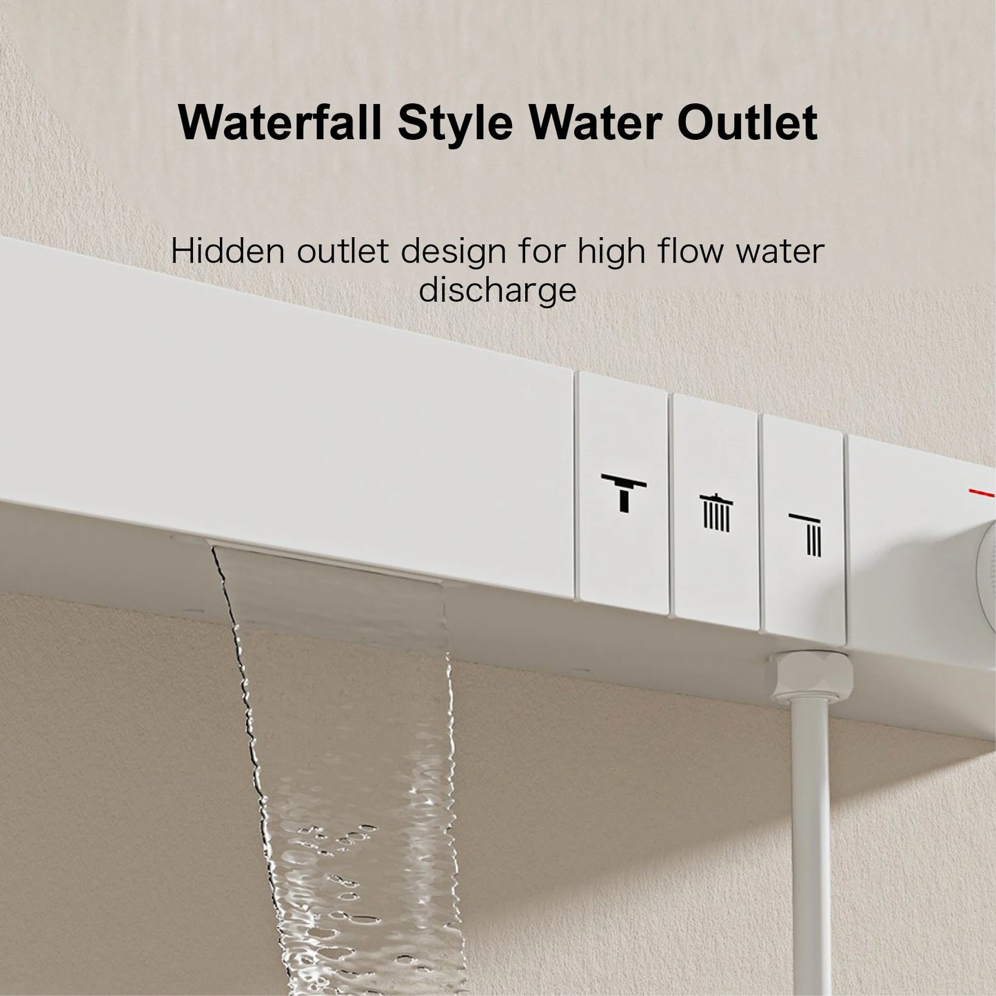 Luxury Ceiling Thermostatic Shower System Black Brass 3 Function Built In Wall Cold Hot Water Waterfall Outlet Bathroom Faucet