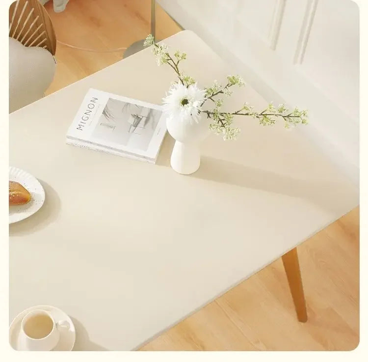 90 x 180cm Leather surface Waterproof Oil-proof Tablecloth Cover for Dining Table Square Surrounded Table Mat Elastic Protection