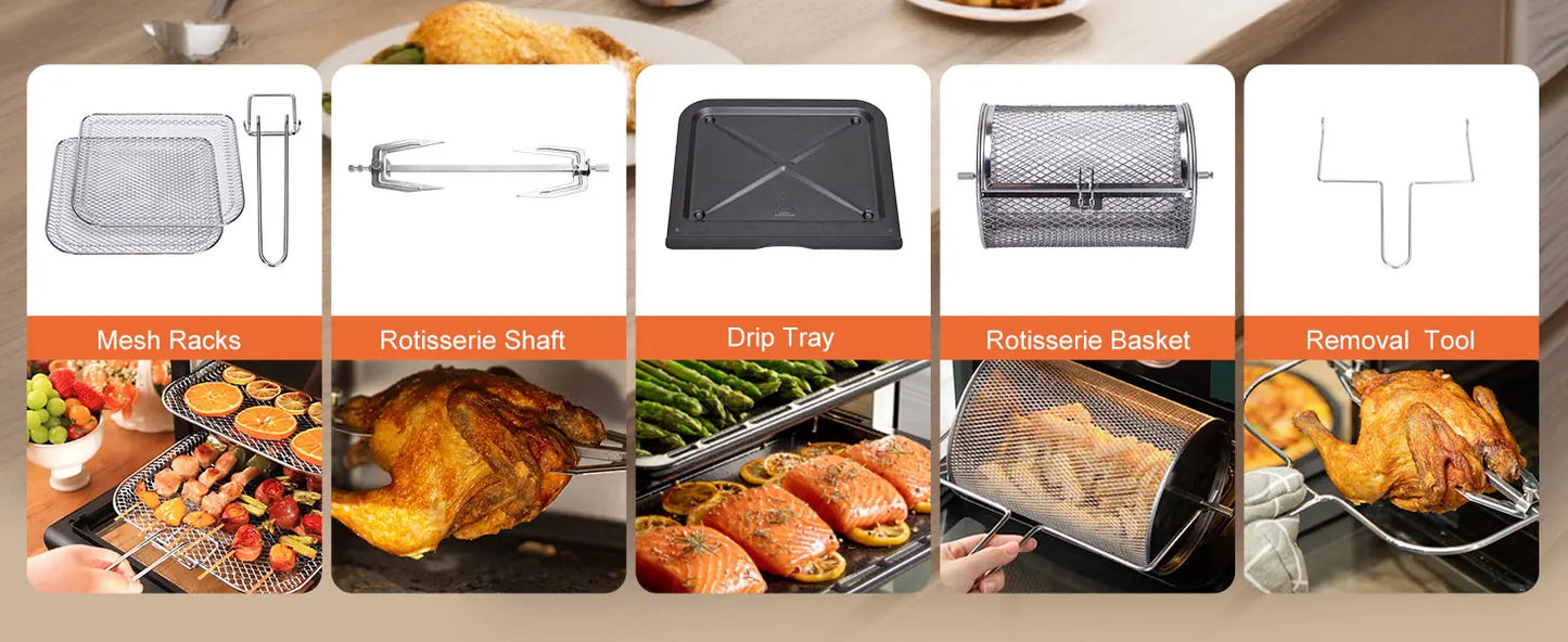 Aigostar Owen 12 Litre Air Fryer Multifunction 1700W LED Touch Screen 8 Preset Modes Includes 7 Accessories Rotary System BPA FR